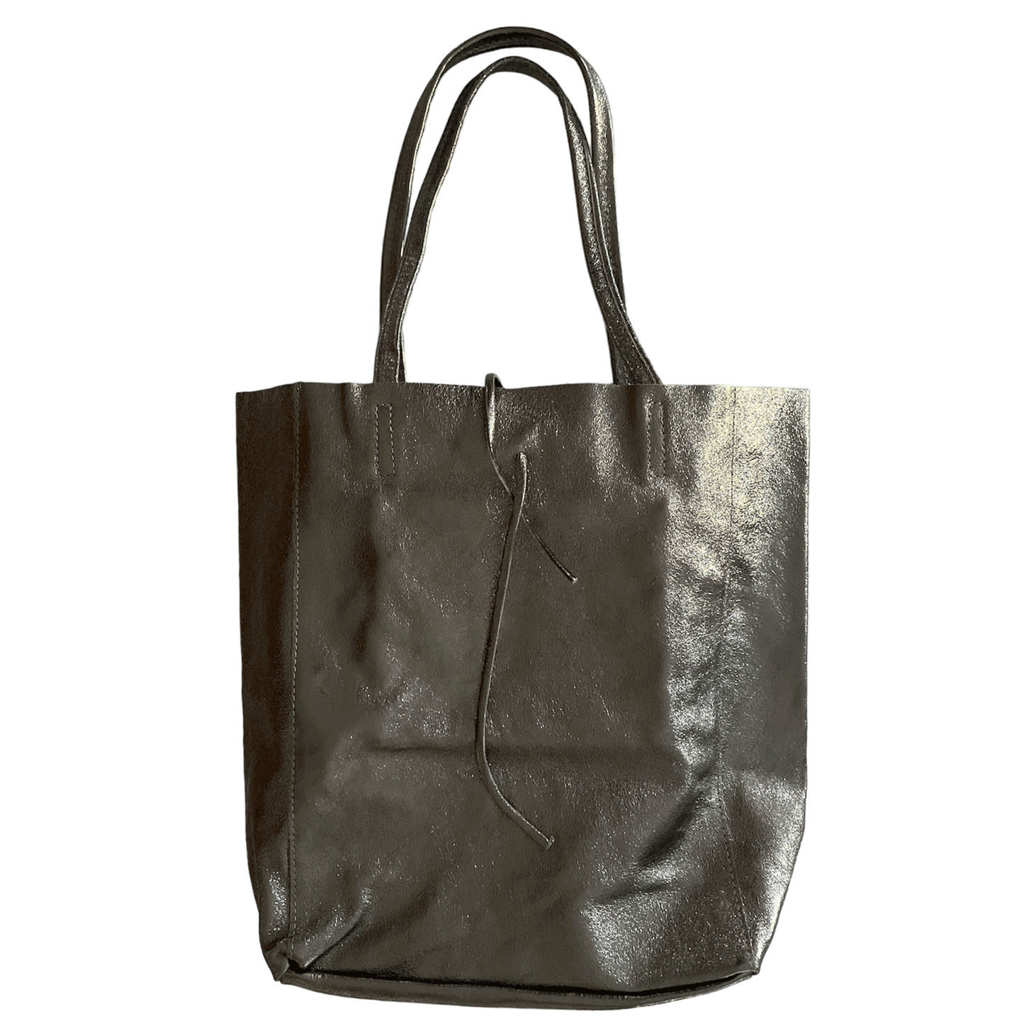 Leder Shopper mit Innentasche Altsilber