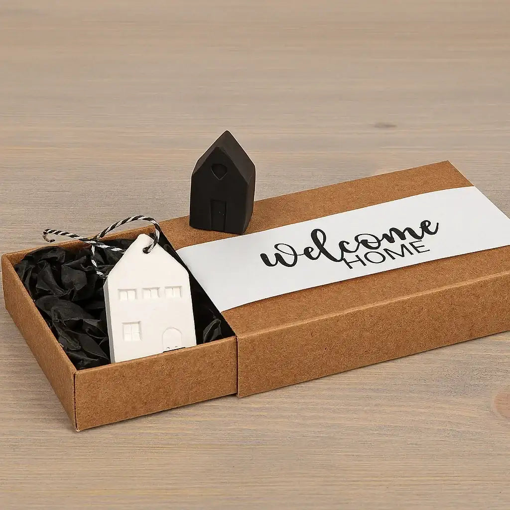 NordCraft MiniDekoHäuschen Porzellan Weiß - 15 Stück, Maße Variabel