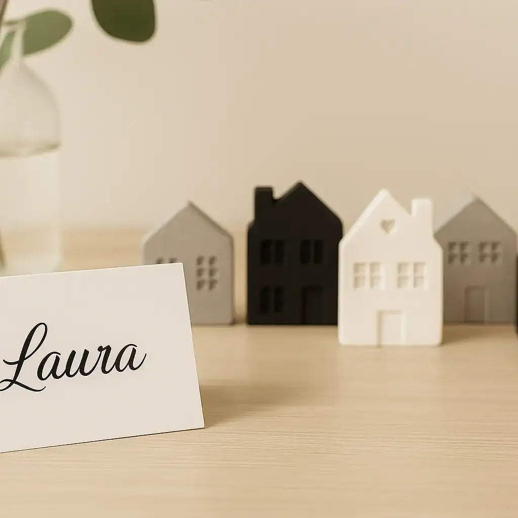 NordCraft MiniDekoHäuschen Porzellan Weiß - 15 Stück, Maße Variabel