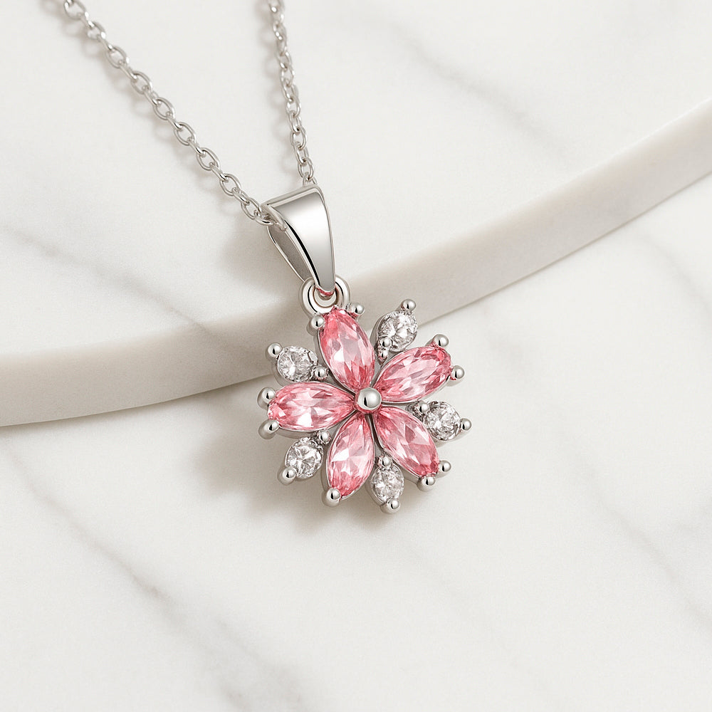 Colier cu pandantiv din argint 925, cristal de gheață, 45 cm