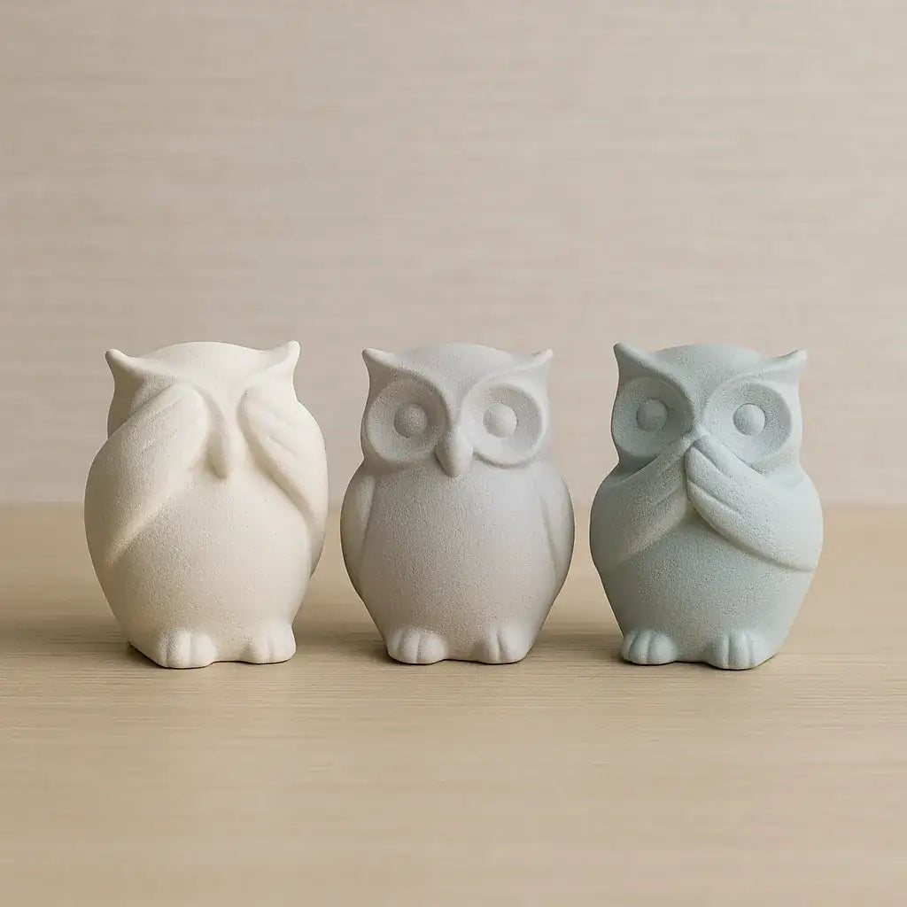 Nichts Böses Sehen Eulenfigur Personalisierbar - 12 cm, Material Keramik
