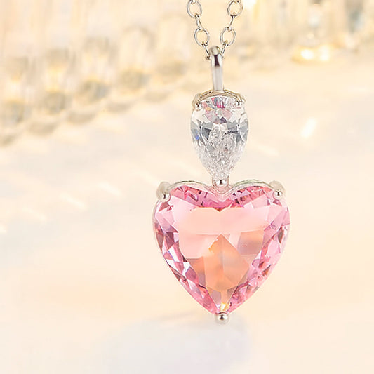 Colier cu pandantiv din argint 925, inimă de sticlă, 50cm