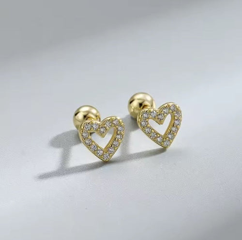 StellaGlitz Ohrstecker Herzchen Strass - Edelstahl 5mm Nickelfrei