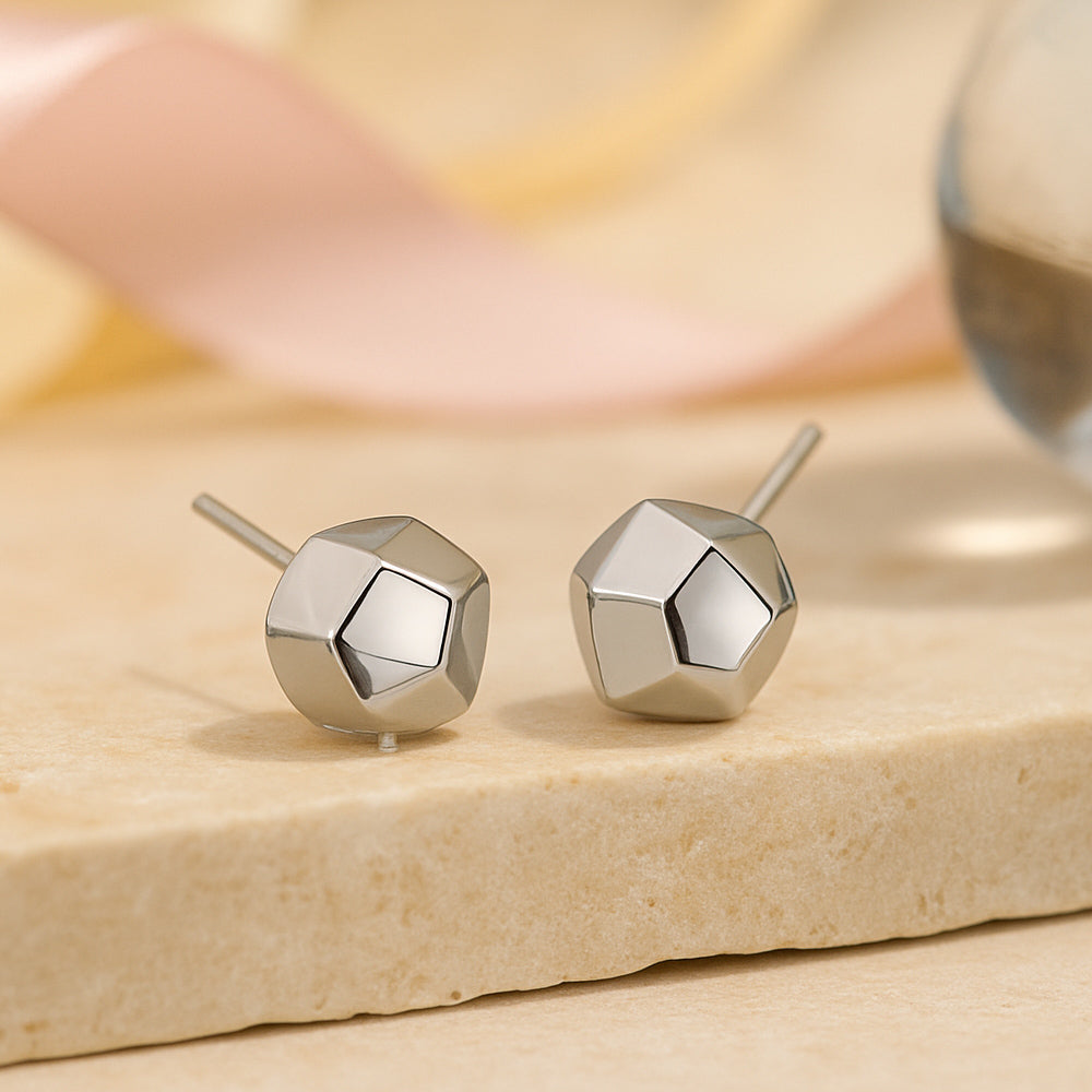SilberLux Ohrstecker Quadratische Kugeln - Durchmesser 6 mm, 925er Silber