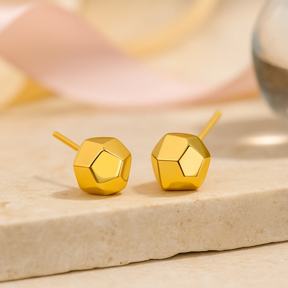 SilberLux Ohrstecker Quadratische Kugeln - Durchmesser 6 mm, 925er Silber