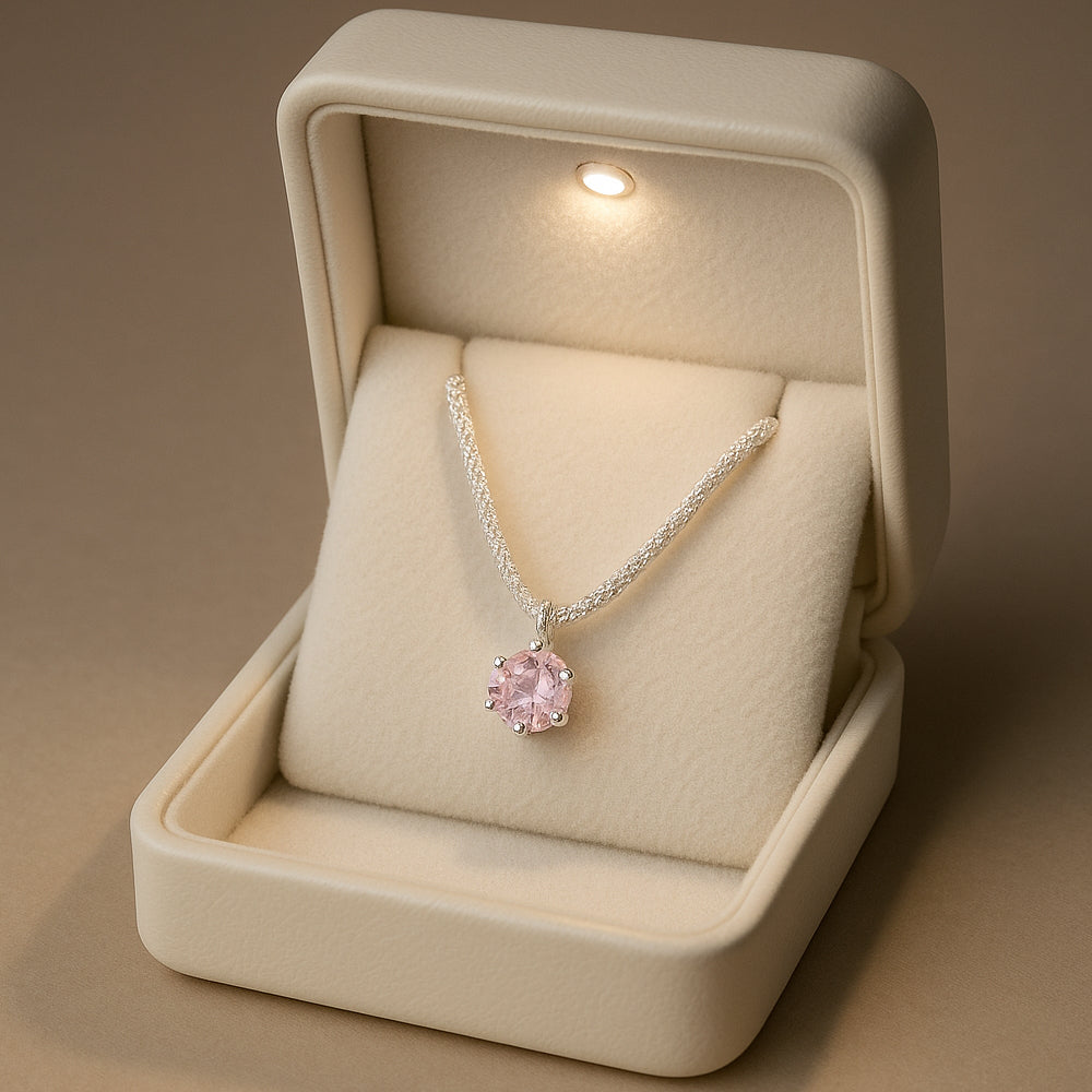 Colier cu pandantiv din argint 925, cristal mic, 45cm