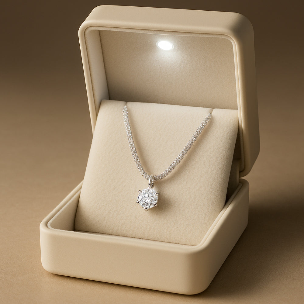 Colier cu pandantiv din argint 925, cristal mic, 45cm