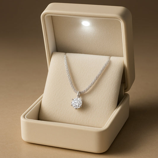 Colier cu pandantiv din argint 925, cristal mic, 45cm