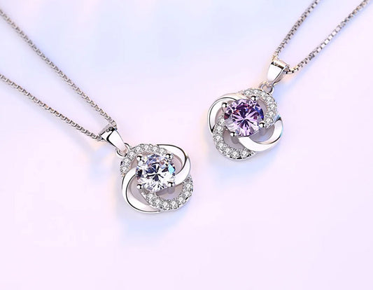 Colier cu pandantiv din argint 925, Floare Eternă, 45cm