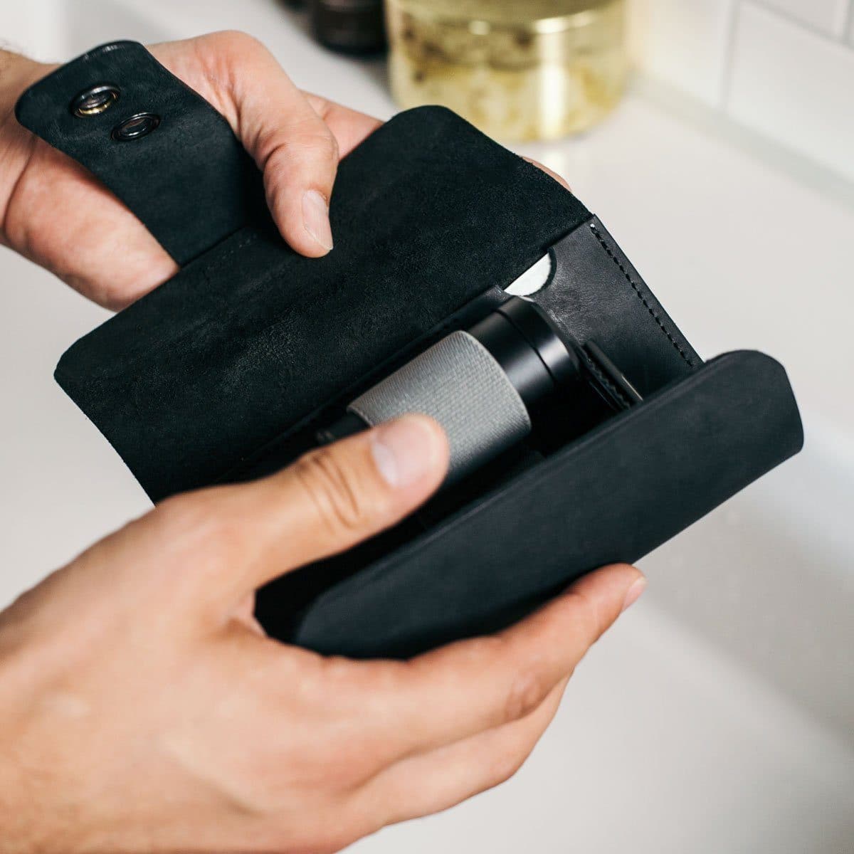 Husă din piele | Husă pentru aparate de ras și pensule de ras