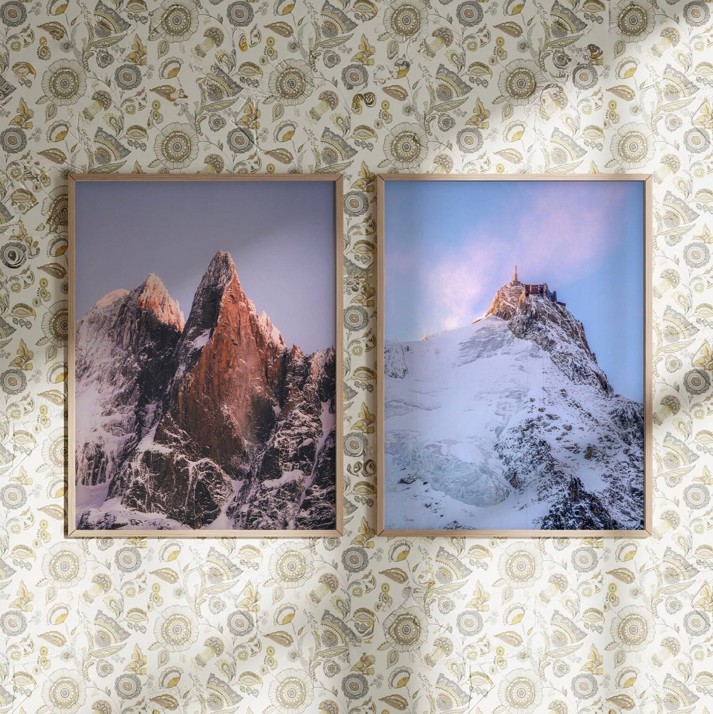 Les Drus und Aiguille du Midi Kunstdrucke Set - 2 Stück, Mattes Finish