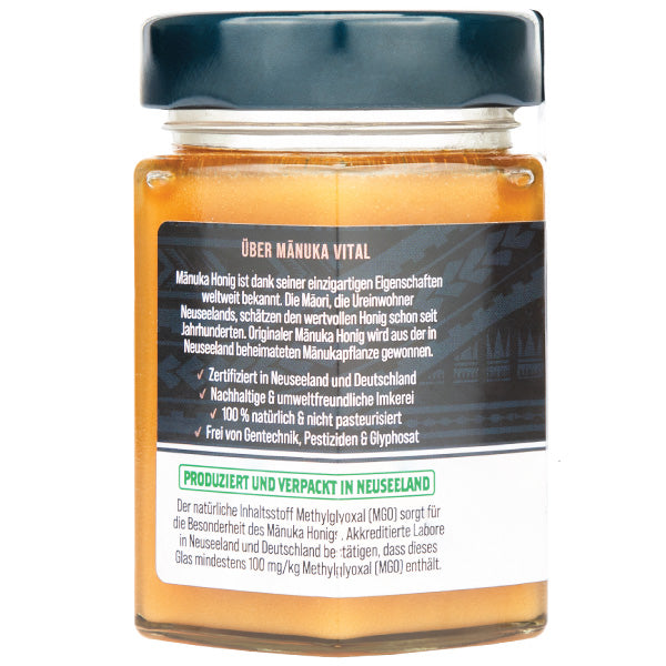 Miere ManukaWelt MGO 100+ - Capacitate 225 g, Origine Noua Zeelandă, Nivel de puritate 100+