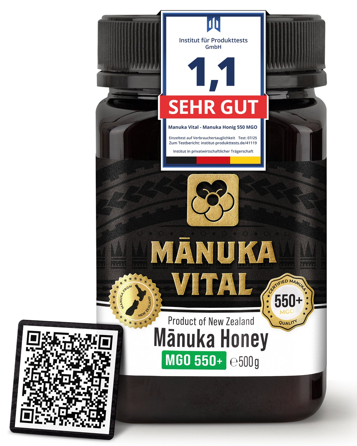 Miere de Manuka ManukaWelt MGO 550+ - borcan de sticlă de 500g, origine: Noua Zeelandă
