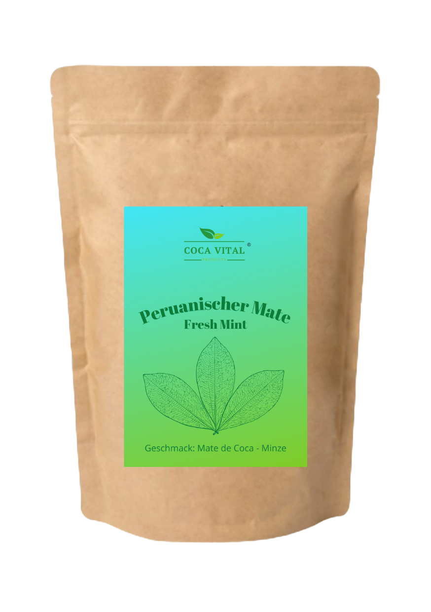 Ceai de frunze de coca Coca Vital Fresh Mint - Conținut 100 g, Conține cafeină, Origine Bolivia