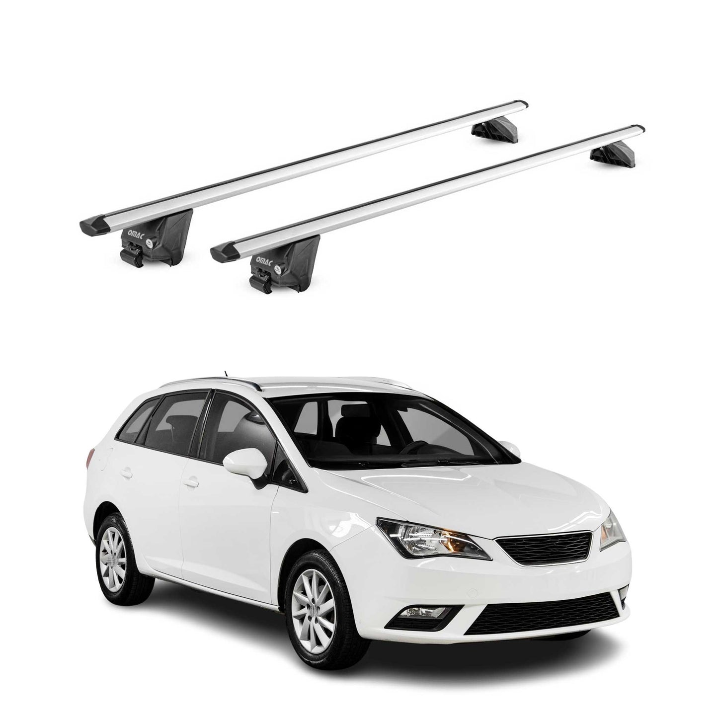 Portbagaj de plafon pentru Seat Ibiza mk4 Estate 2010-2017 100kg Gri aluminiu 2 piese ABE