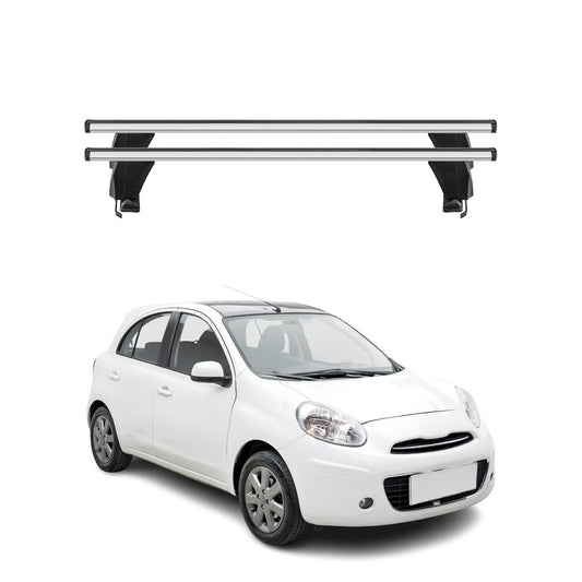 Menabo Dachträger Grundtäger für Nissan Micra 2010-2017 50kg Alu Silber 2 tlg