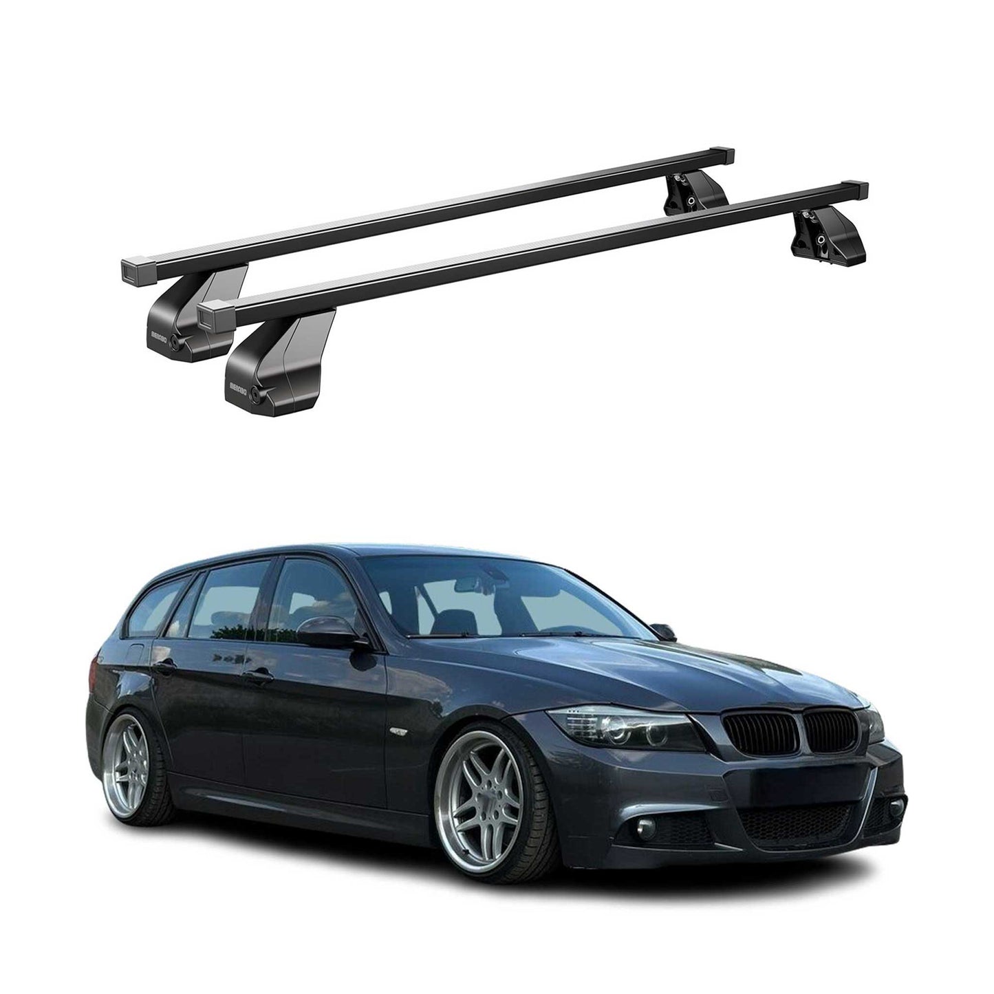 Menabo Dachträger für BMW 3er E90 E91 E92 Limo Touring Coupe 2004-2013 Stahl 2x