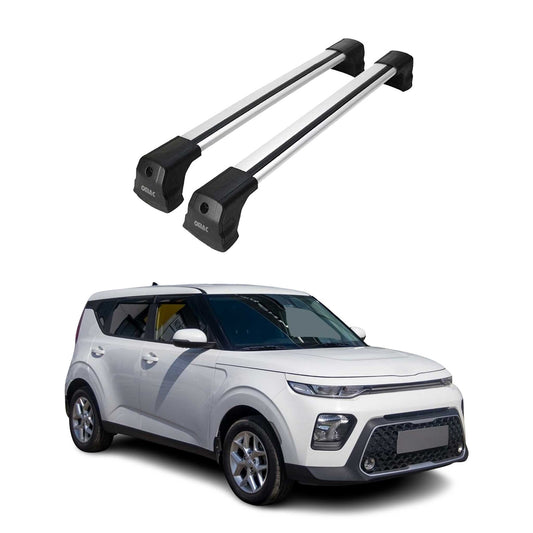Portbagaj de plafon pentru Kia Soul 2020-2025 75kg, aluminiu argintiu, 2 buc.