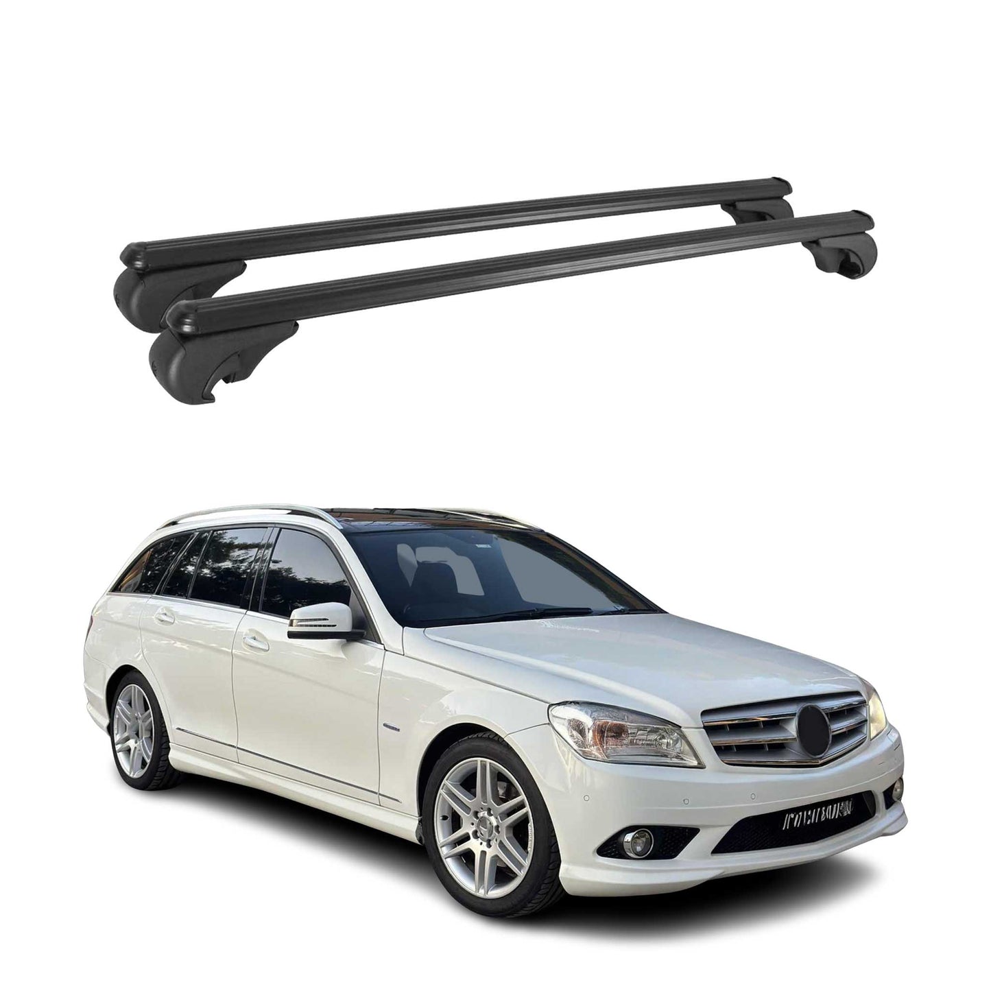 Portbagaj de plafon pentru Mercedes C Class S204 T-Model 2007-2014, portbagaj din aluminiu, negru