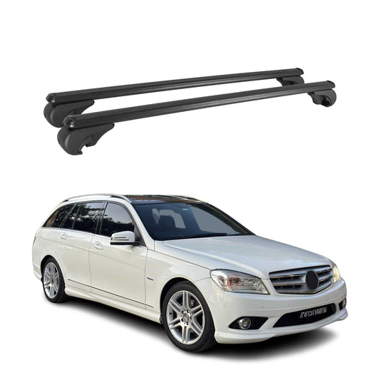 Portbagaj de plafon pentru Mercedes C Class S204 T-Model 2007-2014, portbagaj din aluminiu, negru