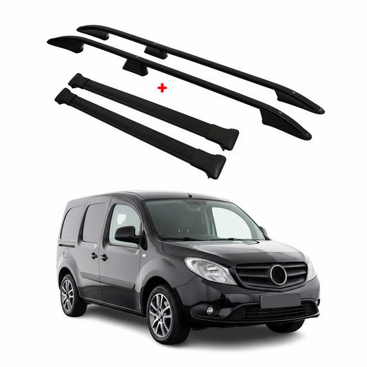 Dachreling + Dachträger für Renault Kangoo / Citan 2012-2021 Kurzer Alu Schwarz
