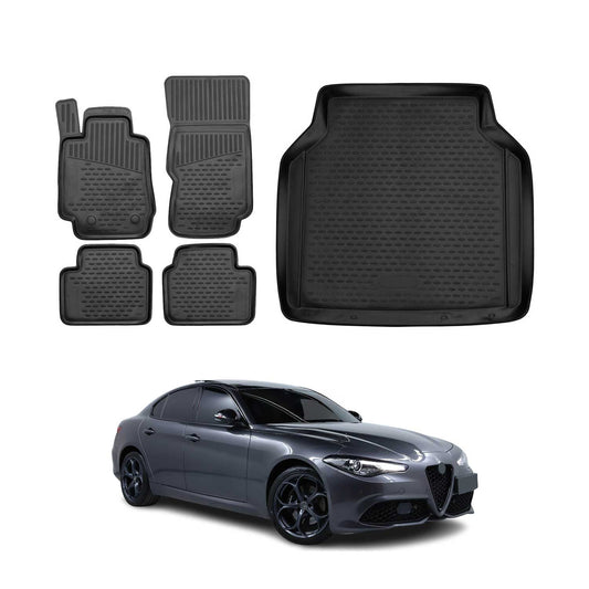 Set covorașe și portbagaj pentru Alfa Romeo Giulia 4 2015-2025 TPE Negru