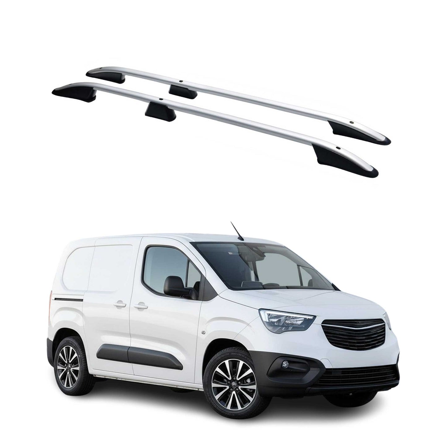 Dachreling Dachgepäckträger für Opel Combo E 2019-2024 Kurzer Alu Silber 2x