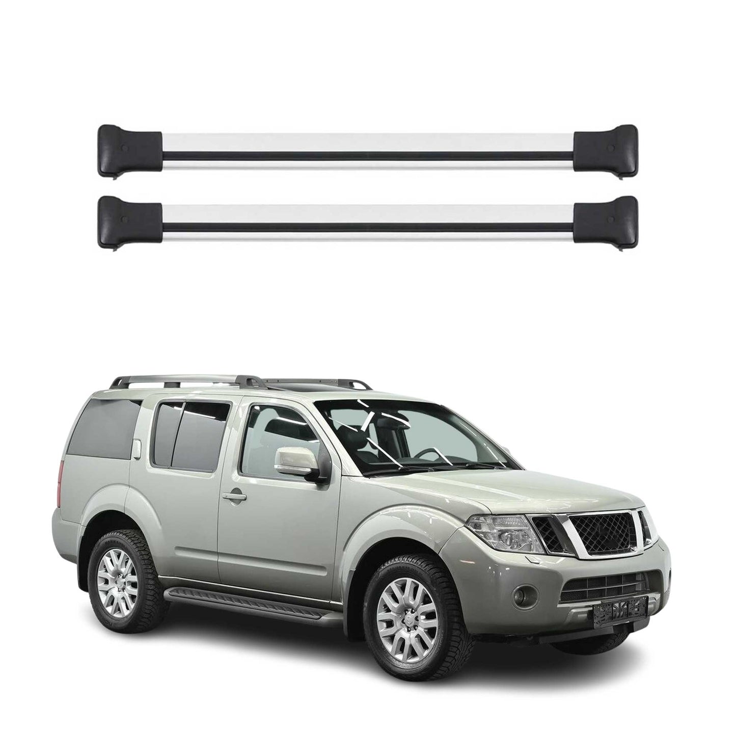 Portbagaj de plafon pentru Nissan Pathfinder 2005-2013 75kg aluminiu argintiu 2 piese