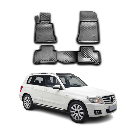 Covorașe auto TPE negre pentru Mercedes GLK Clasa X204 2008-2015, 4 buc.