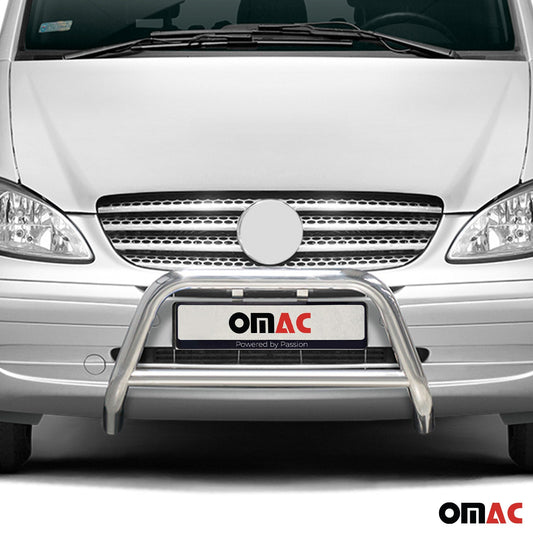 Bară de protecție/buton față pentru Mercedes Vito W639 2003-2010, omologată ABE, ø63mm, argintiu