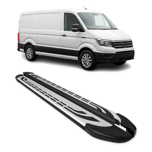 Praguri/praguri laterale pentru VW Crafter 2017-2025 L1 Argintiu Negru Set 2 piese