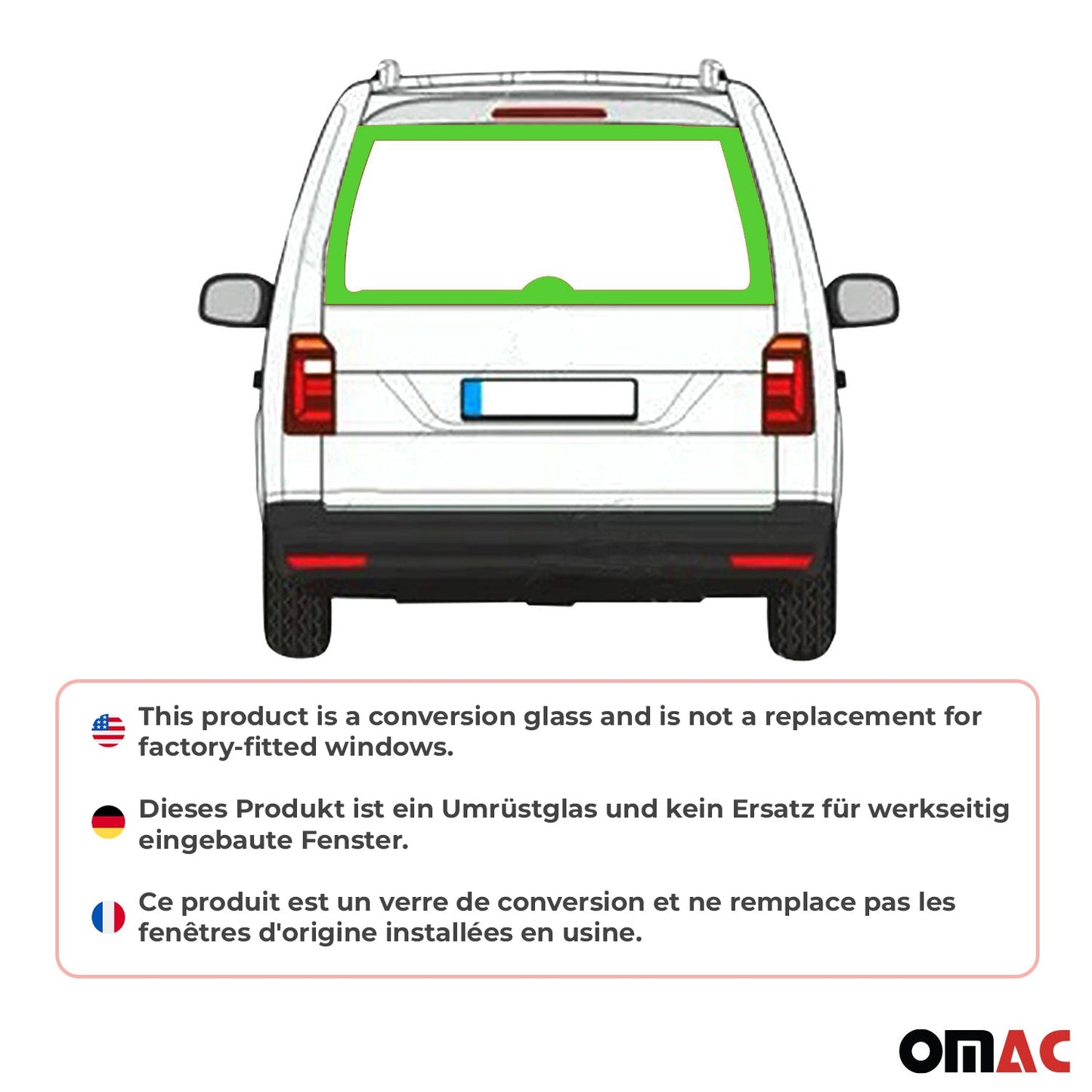 Heckscheibe Heckklappenfenster für VW Caddy 2003-2020 L1 L2 Hinten Auto Schwarz