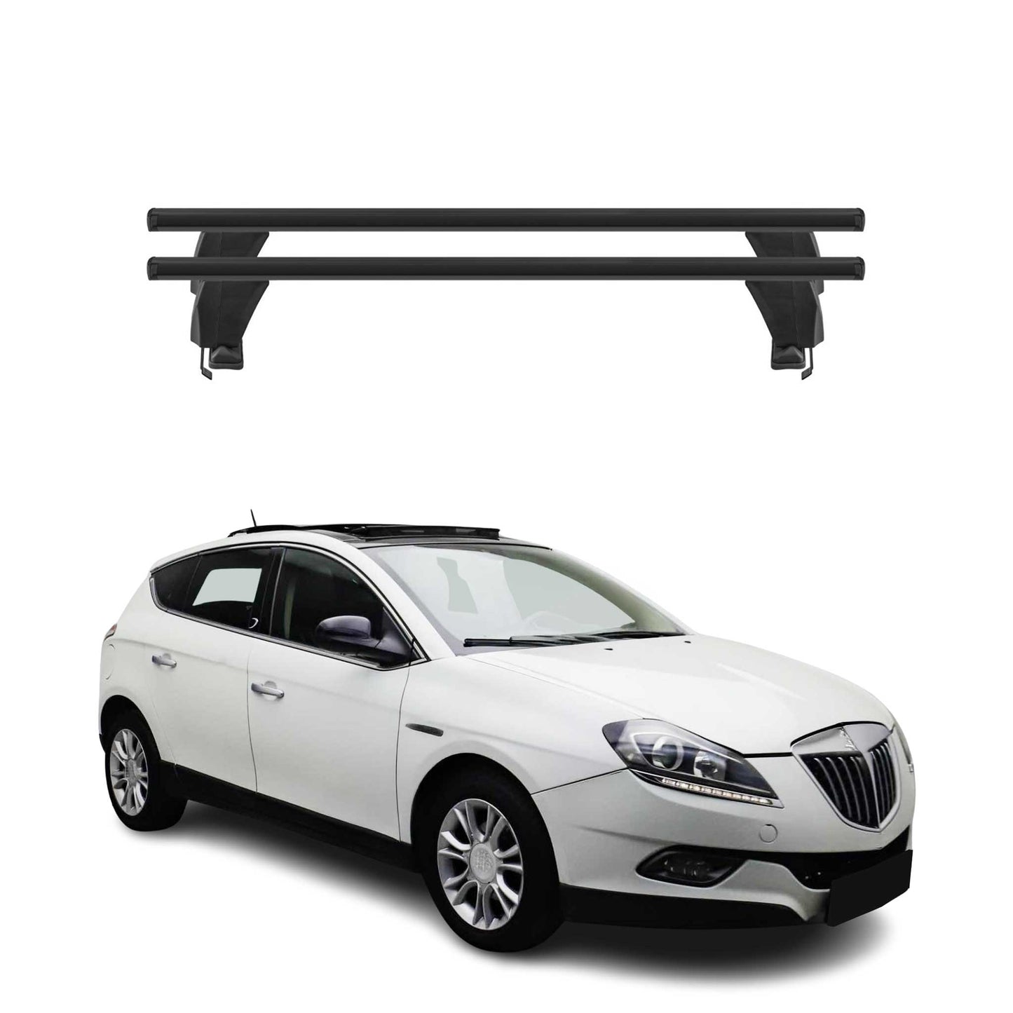 Menabo Dachträger Grundtäger für Lancia Delta 2008-2014 50kg Alu Schwarz 2 tlg