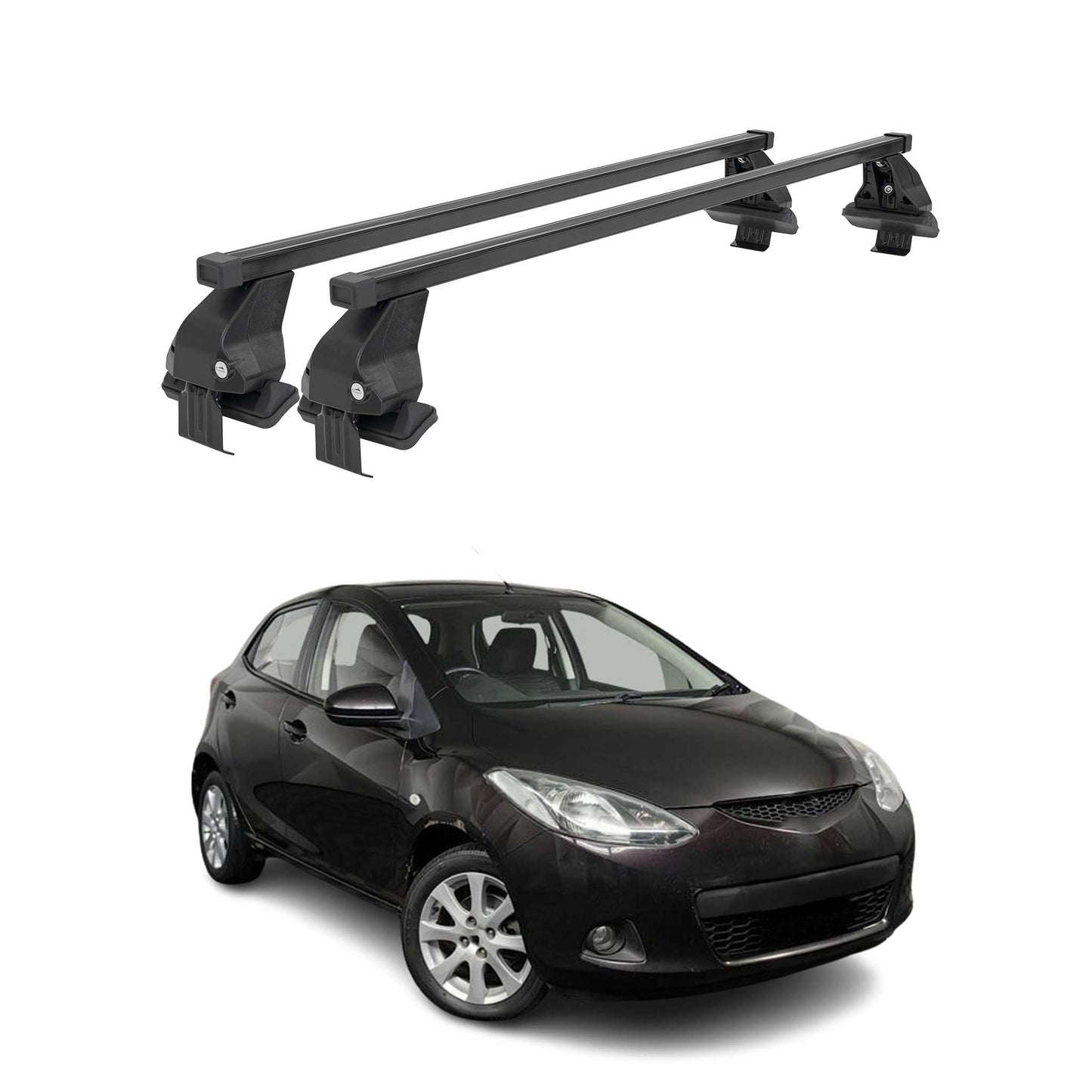 Menabo Dachträger Grundtäger für Mazda 2 2007-2014 50kg Stahl Schwarz 2 tlg