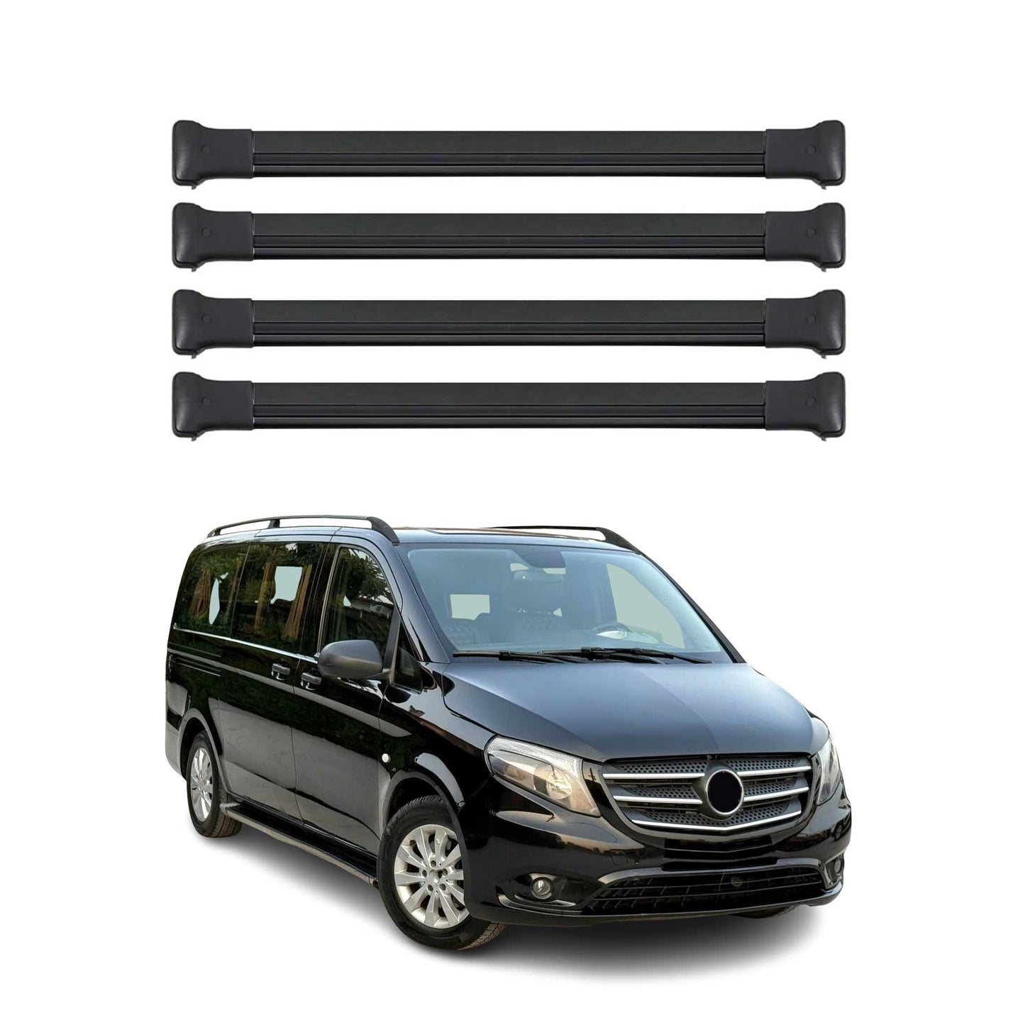 Portbagaj de plafon pentru Mercedes Vito W447 2014-2025 75kg aluminiu negru 4 buc