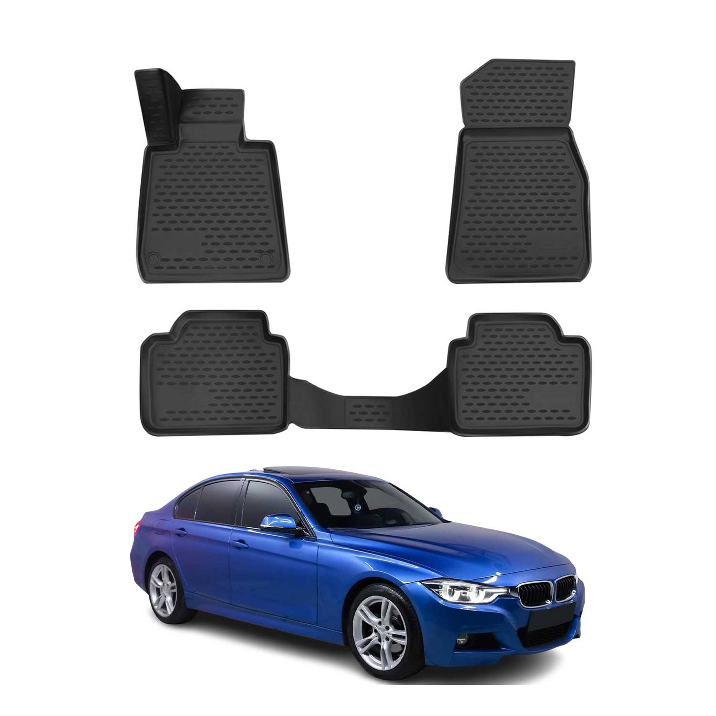 Covorașe auto BMW Seria 3 E46 E90 E91 E92, TPE, negre, set 4 piese