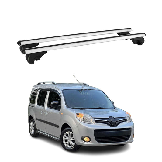 Portbagaj de plafon pentru Renault Kangoo mk2 2007-2021 75kg aluminiu argintiu 2 buc