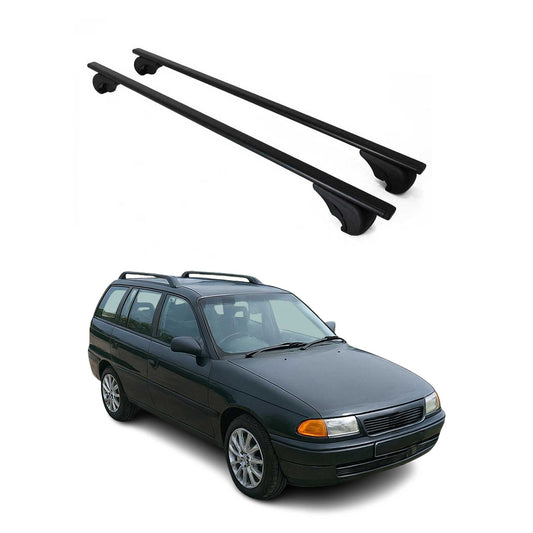 Portbagaj de plafon pentru Opel Astra Caravan 1991-1998 75kg, negru metalic, 2 buc.