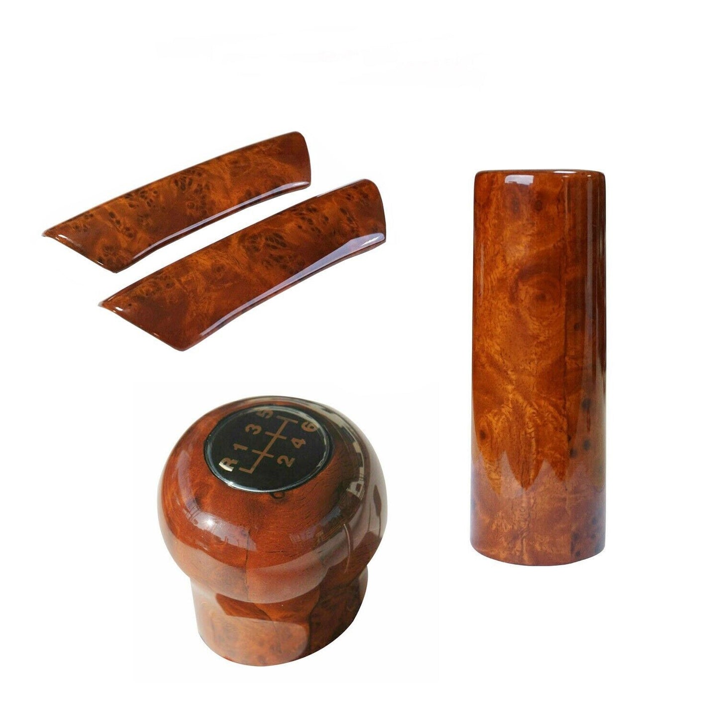 Schaltknauf Handbremsgriff Türgriff Blende für VW T5 2003-2015 Wurzelholz Satz