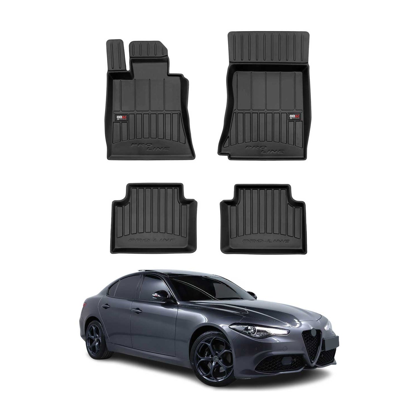 2015-2025 Alfa Romeo Giulia RWD Fußmatten TPE Schwarz 4 tlg