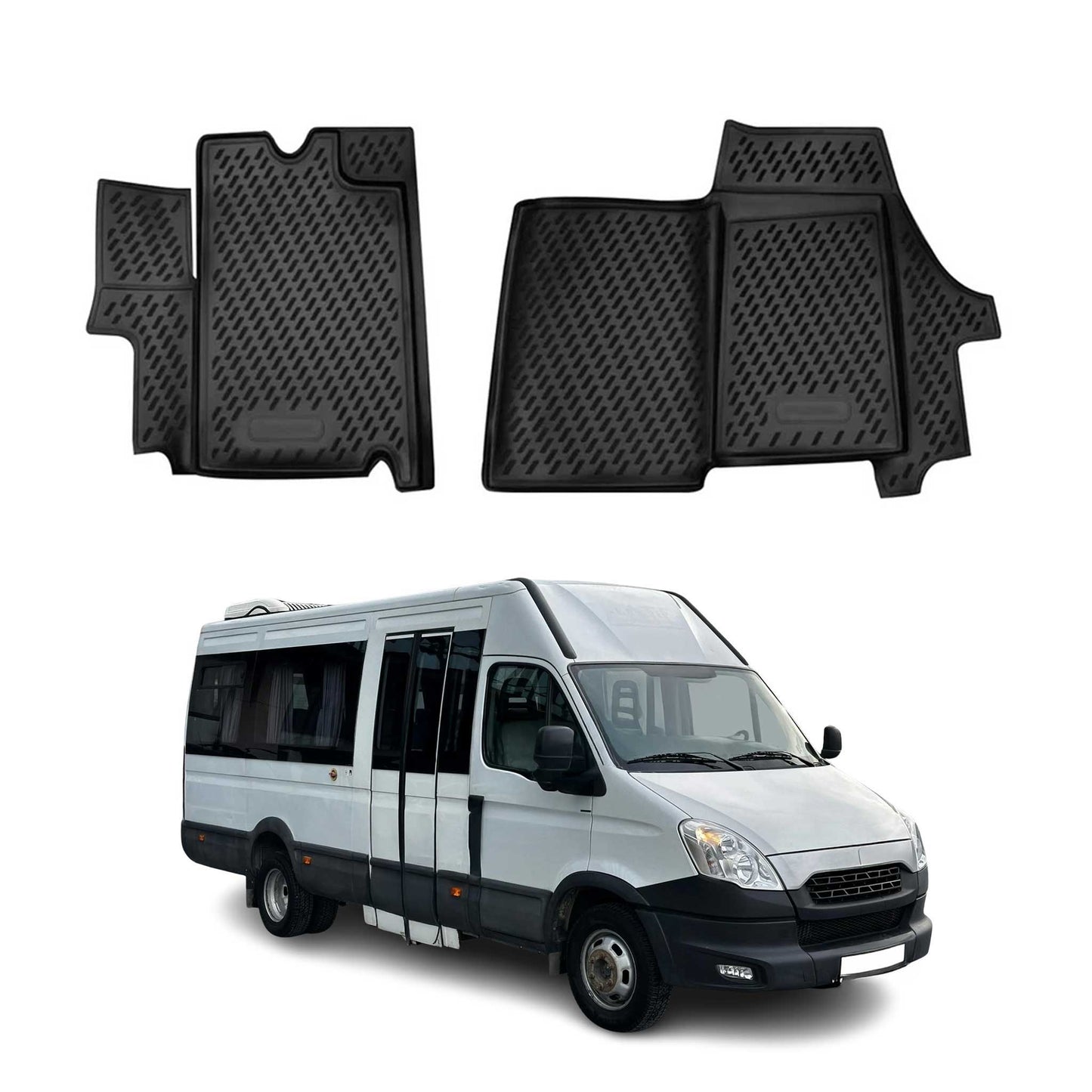 OMAC Gummimatten Fußmatten für Iveco Daily 2006-2020 TPE Automatten Schwarz 2x