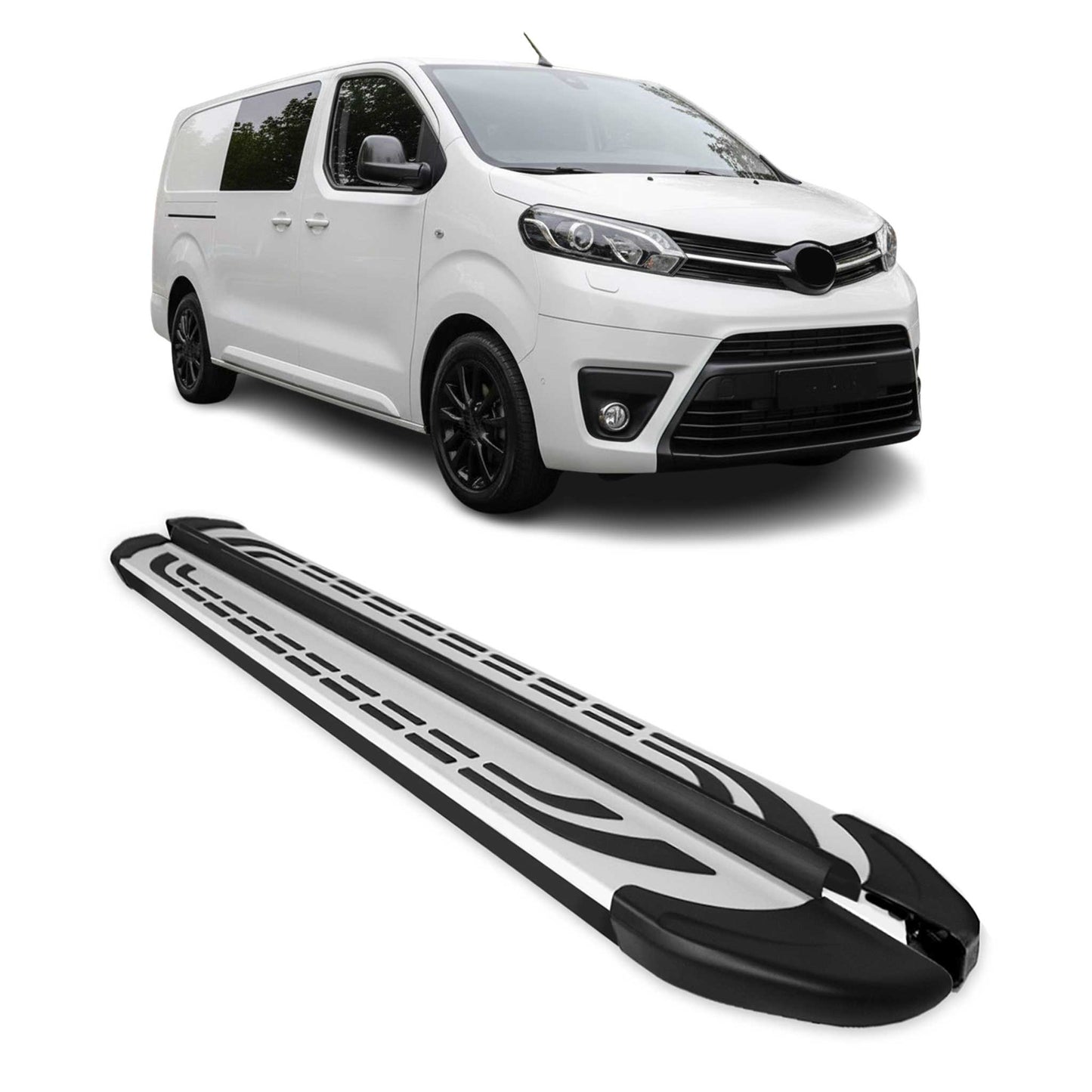 Trittbretter Seitenschweller für Toyota Proace 2016-2025 L2 L3 Alu Schwarz
