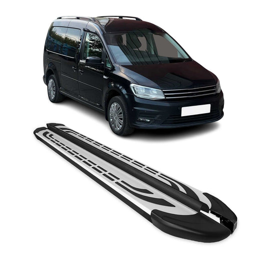 Trittbretter Seitenschweller Seitenbretter für VW Caddy Maxi 2003-20 Alu Schwarz