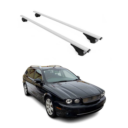 Portbagaj de plafon pentru Jaguar X-Type 2002-2009, 75kg, metal, argintiu, 2 bucăți