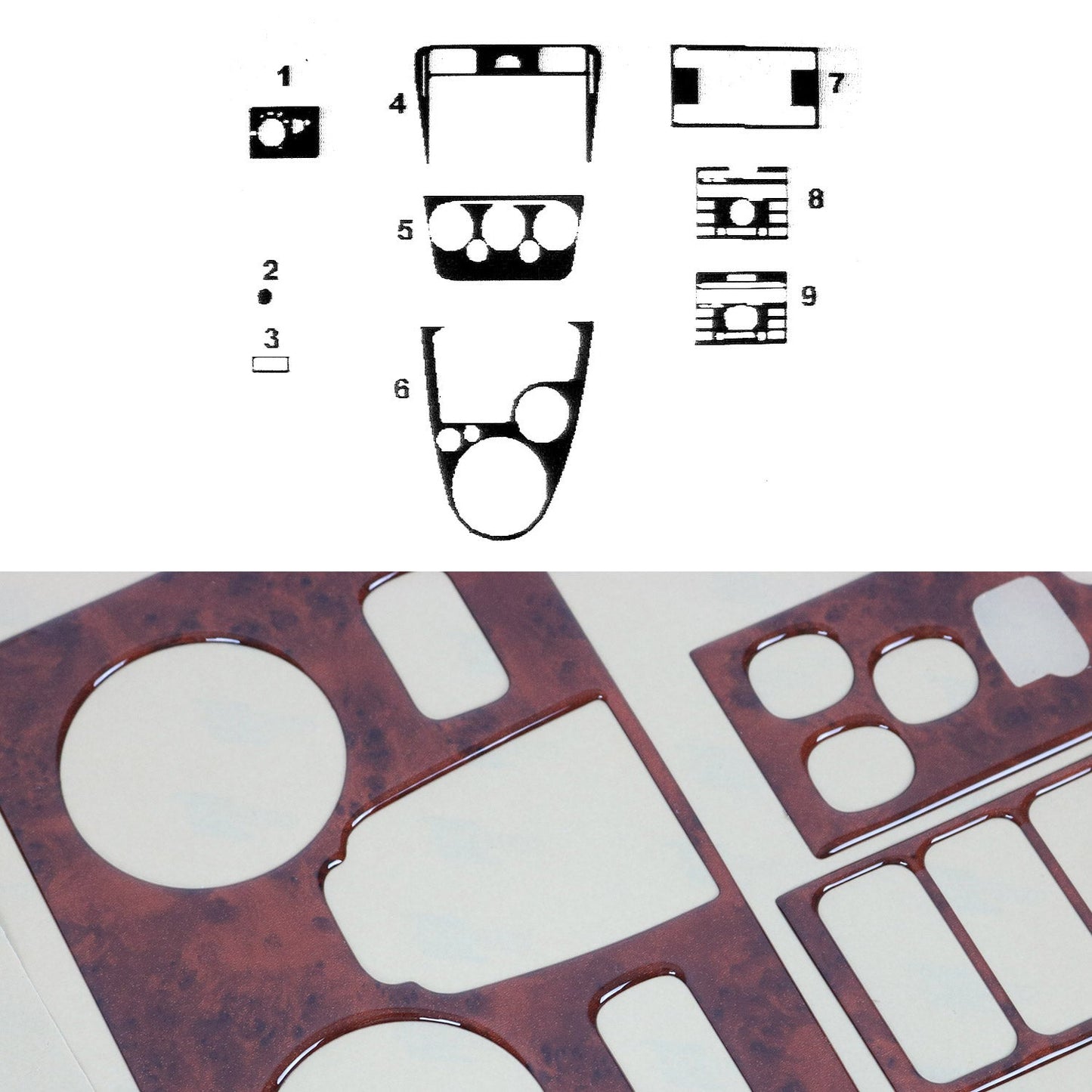 Set ornamente interioare pentru Ford Fusion 2005-2012, aspect lemn, 9 piese