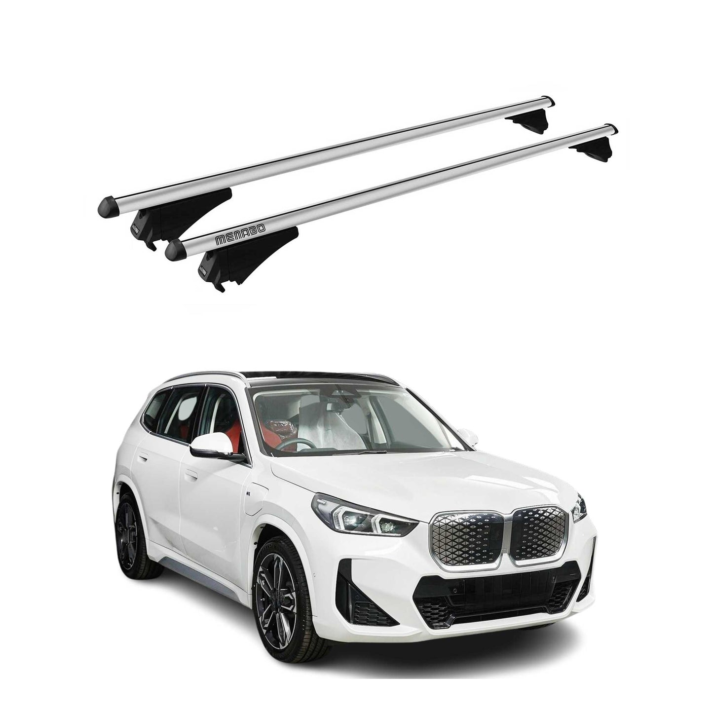 2022-2025 BMW IX1 (U11) Menabo Grundträger Dachträger Alu Silber 2 tlg