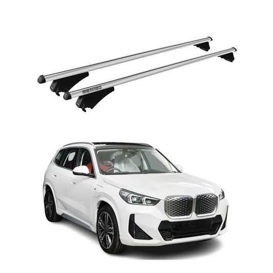 Bară de plafon Menabo Base Carrier pentru BMW IX1 (U11) 2022-2025, aluminiu, argintiu, 2 piese