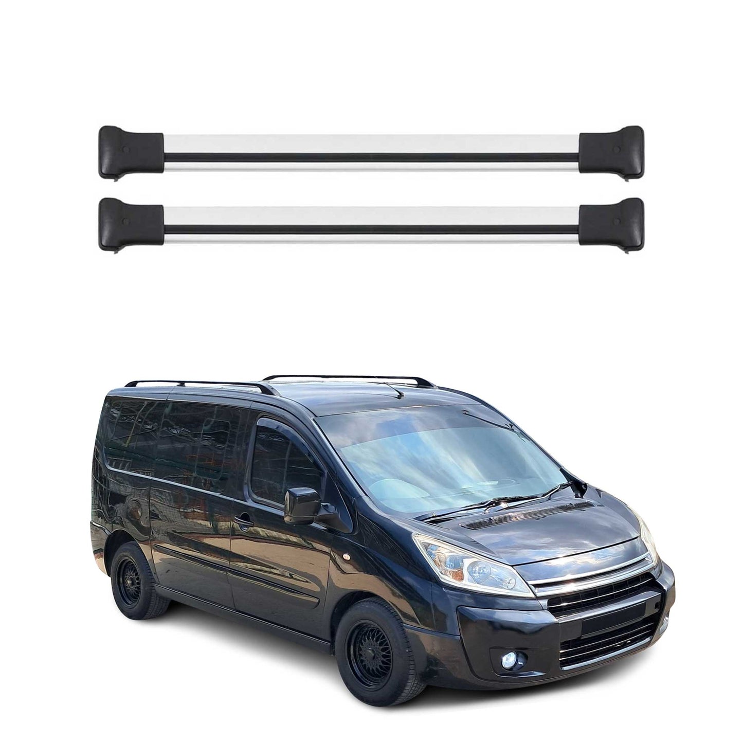 Dachträger Grundtäger für Citroen Jumpy 2007-2017 75kg Aluminium Silber 2 tlg