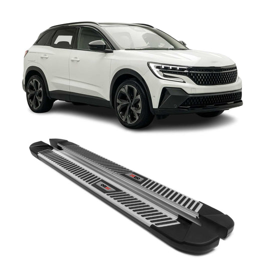 Listwy progowe, progi boczne, progi do Renault Austral 2022-2025, szare aluminium, 2x