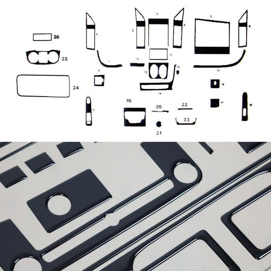 Ornamente interioare cockpit pentru Peugeot Boxer 2015-2023, aspect negru piano, 26 bucăți